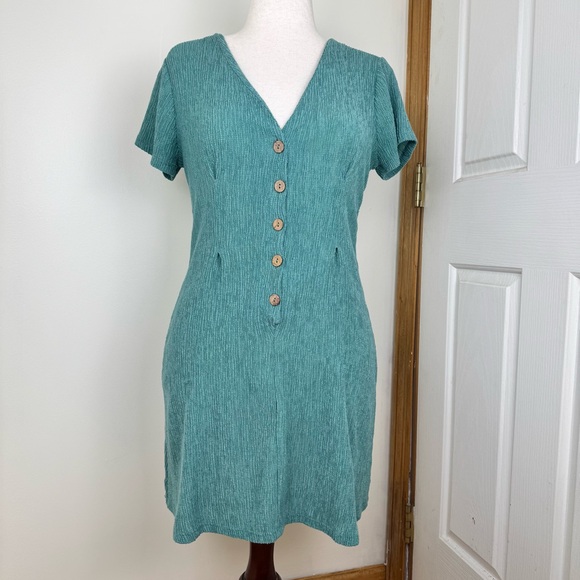Pull&Bear Dresses & Skirts - Pull&Bear Teal Ribbed Dress